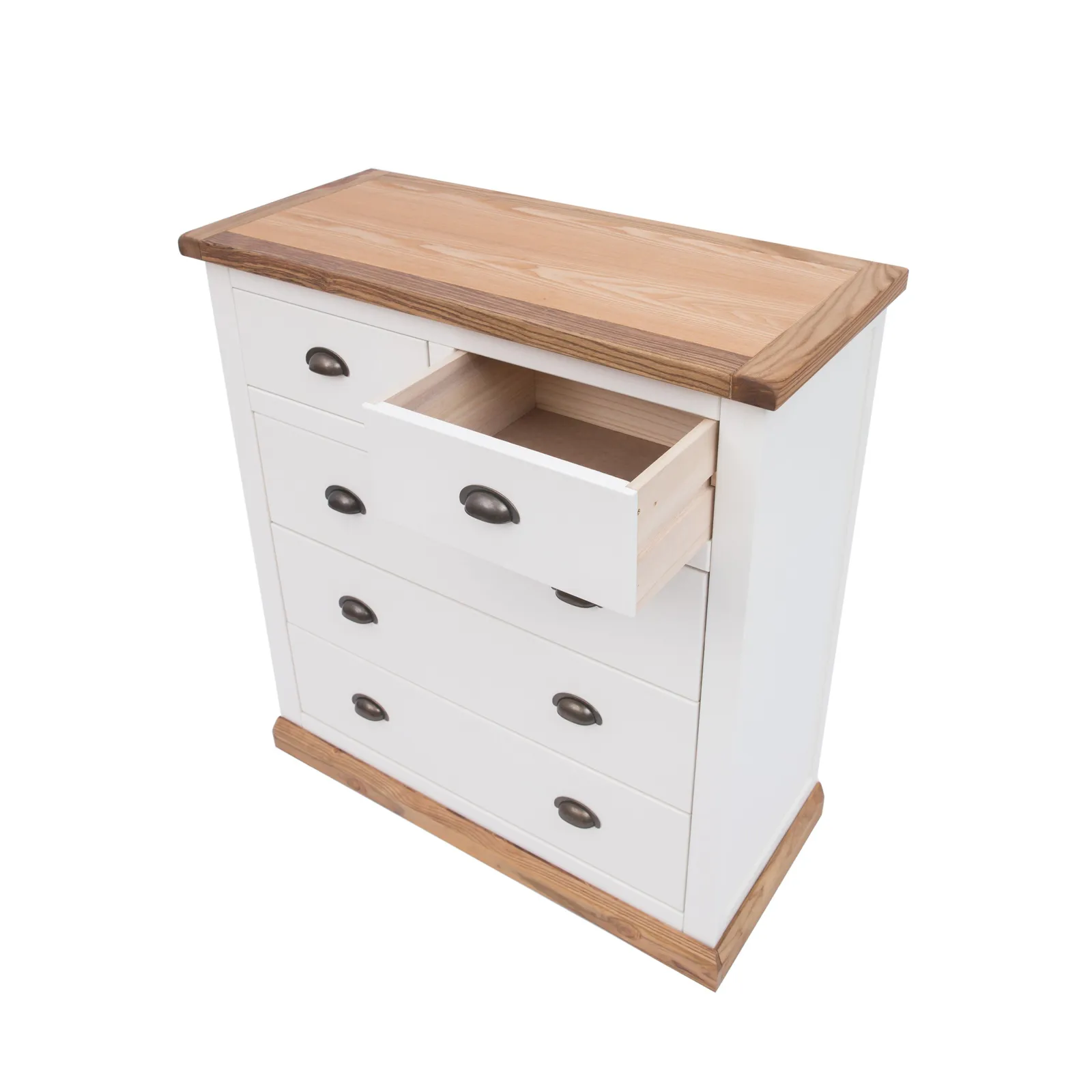 Cabinet Bits Tropea 5 Drawer Chest of Drawers Brass Cup Handle in Off-White 4