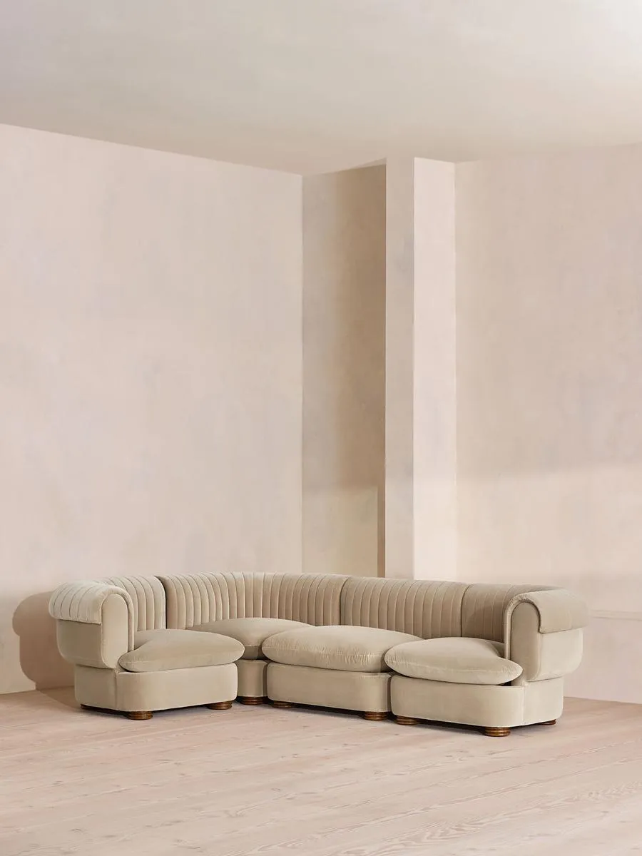 Rava Modular Sofa, L-Shape Sofa, Velvet, Oyster