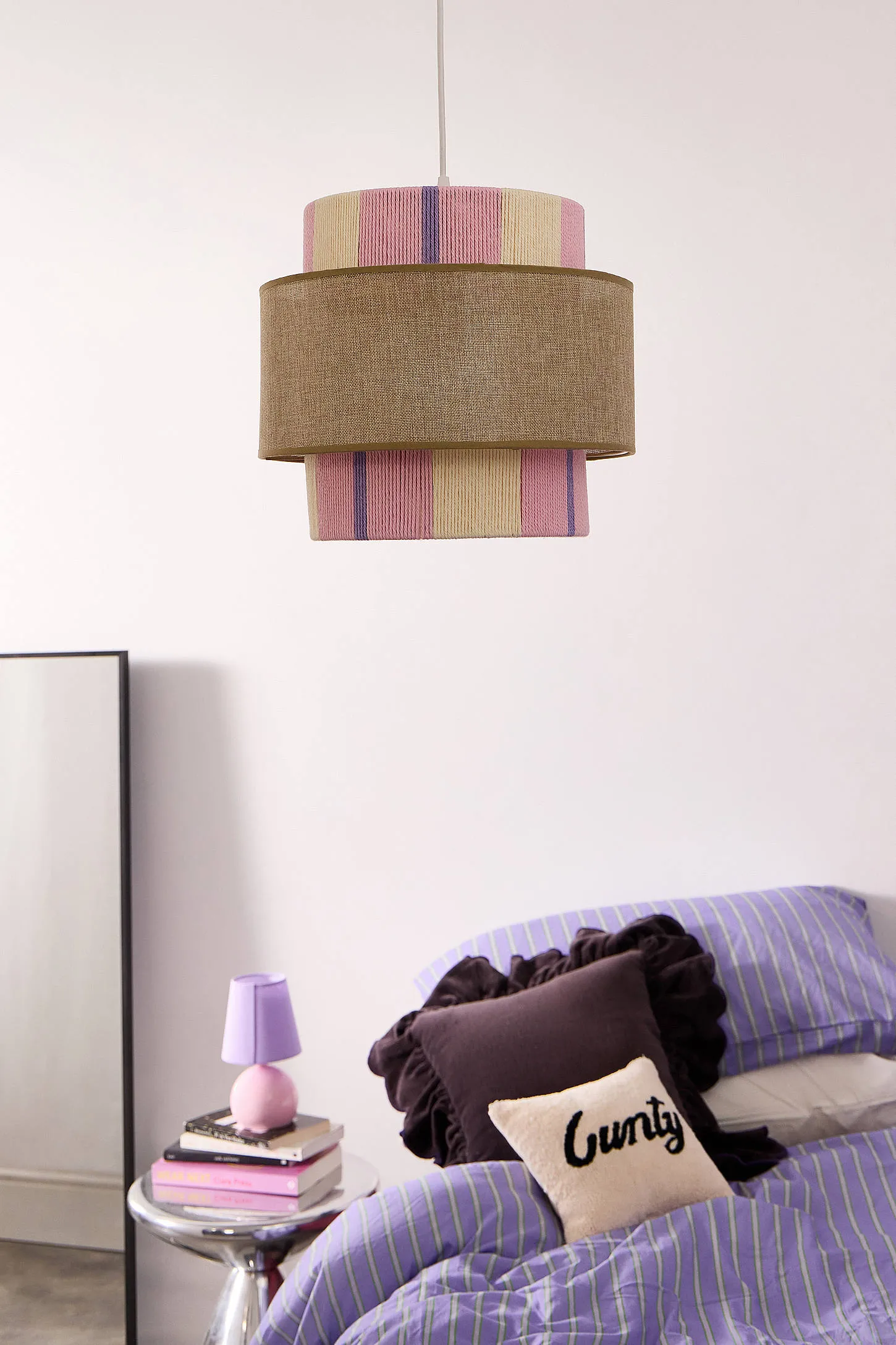 Chunky Striped Lamp Shade - Pink