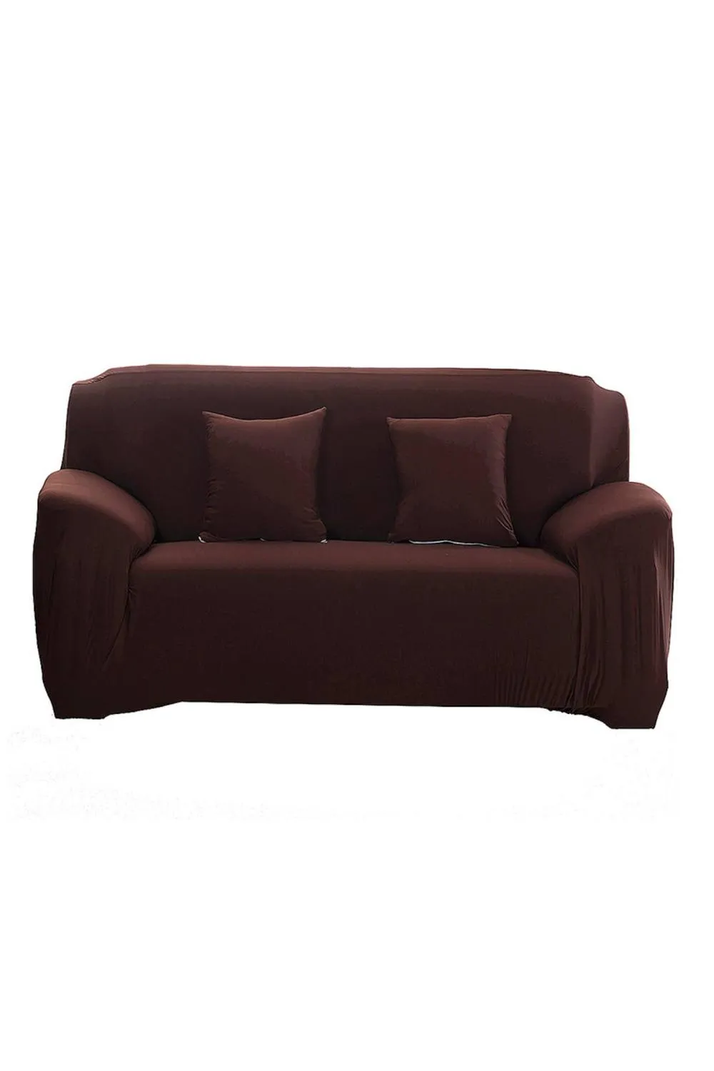 KDMD Polyester Spandex Stretch Sofa Slipcover 2 Seat 1 Piece in Brown