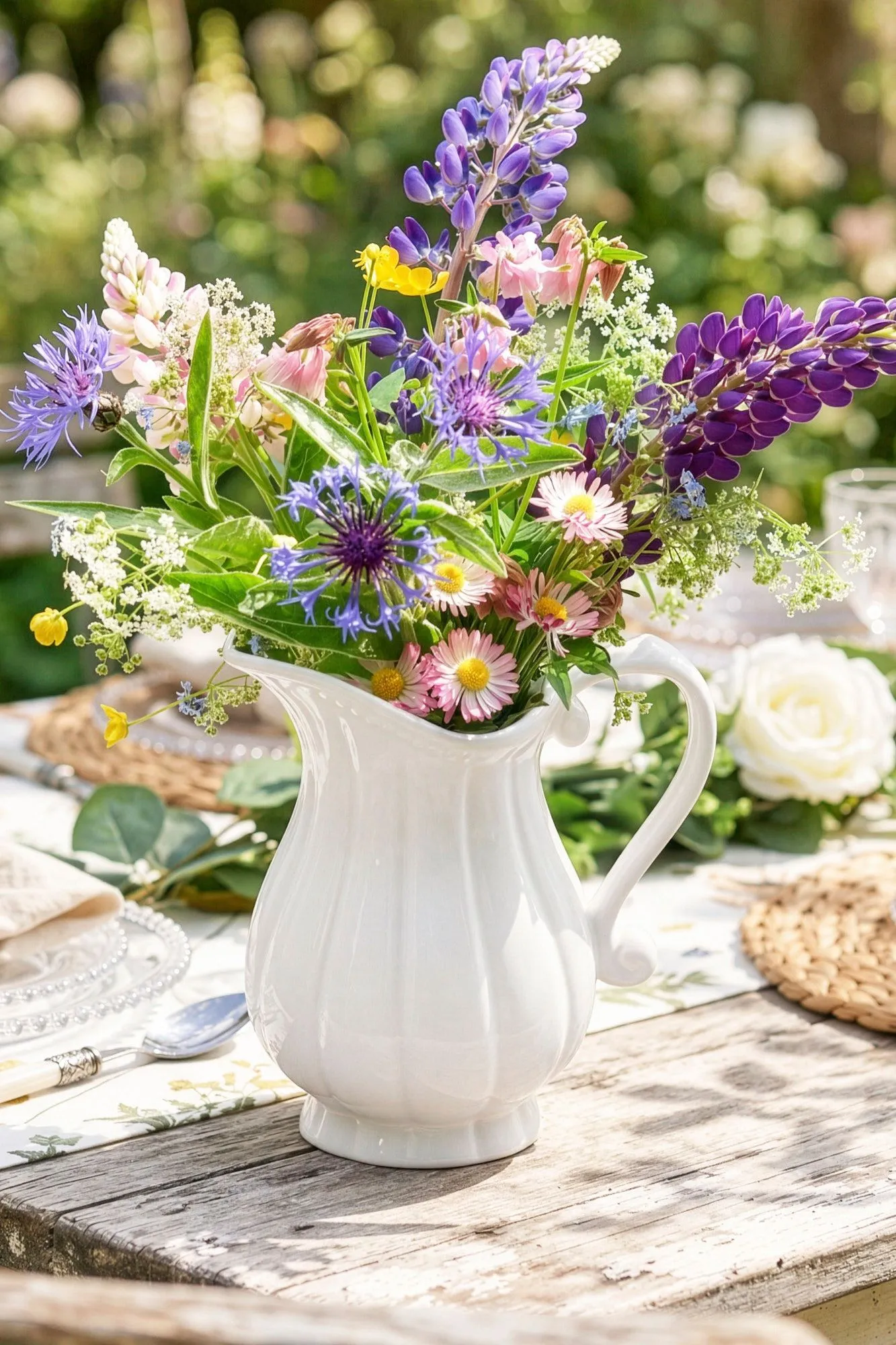 Dibor Gladestry Classical Pitcher Table Decoration Jug Flower Vase in White 3