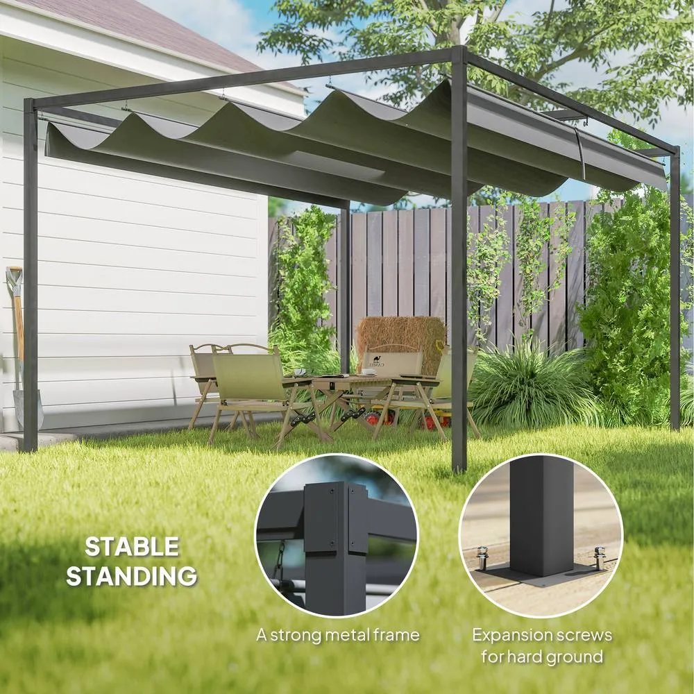 OUTSUNNY 4x3(m) Metal Pergola Gazebo Patio Sunshelter Retractable Canopy in Grey 6
