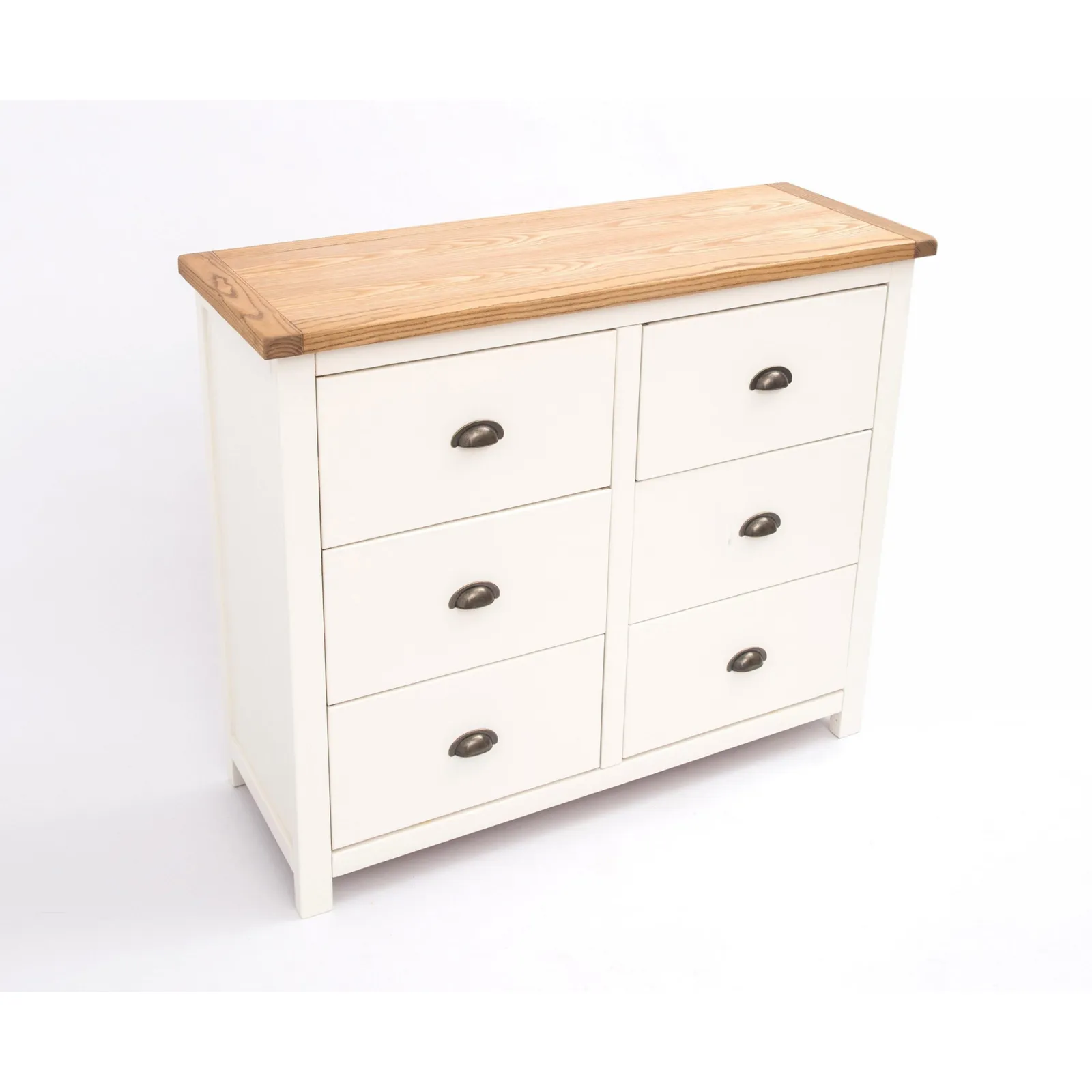 Cabinet Bits Lovere 6 Drawer Chest of Drawers Brass Cup Handle in Off-White 4