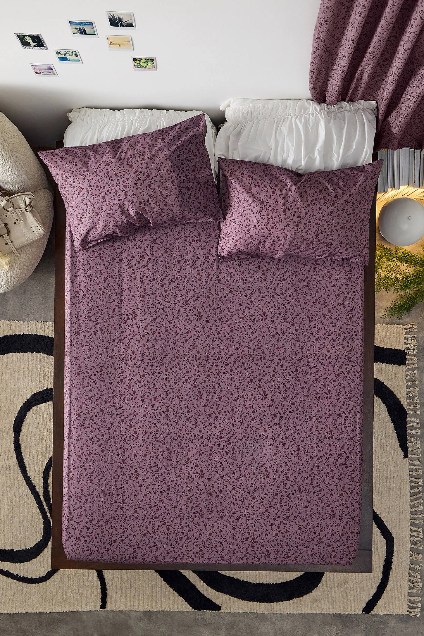 Purple Clarissa Fitted Sheet & Pillowcase Set - Purple 4