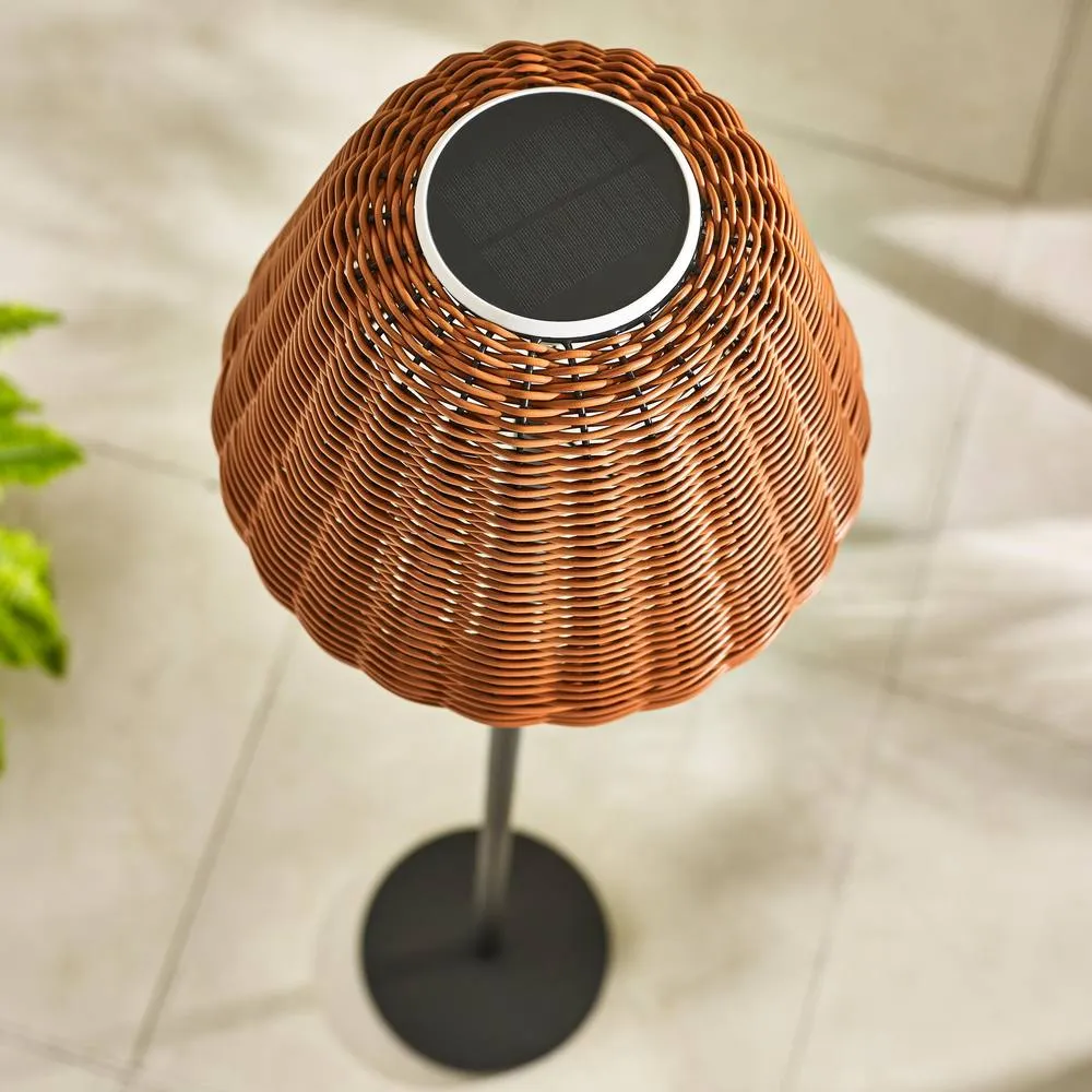 FurnitureboxUK Sundara Rattan Solar Outdoor Floor Light in Black 2