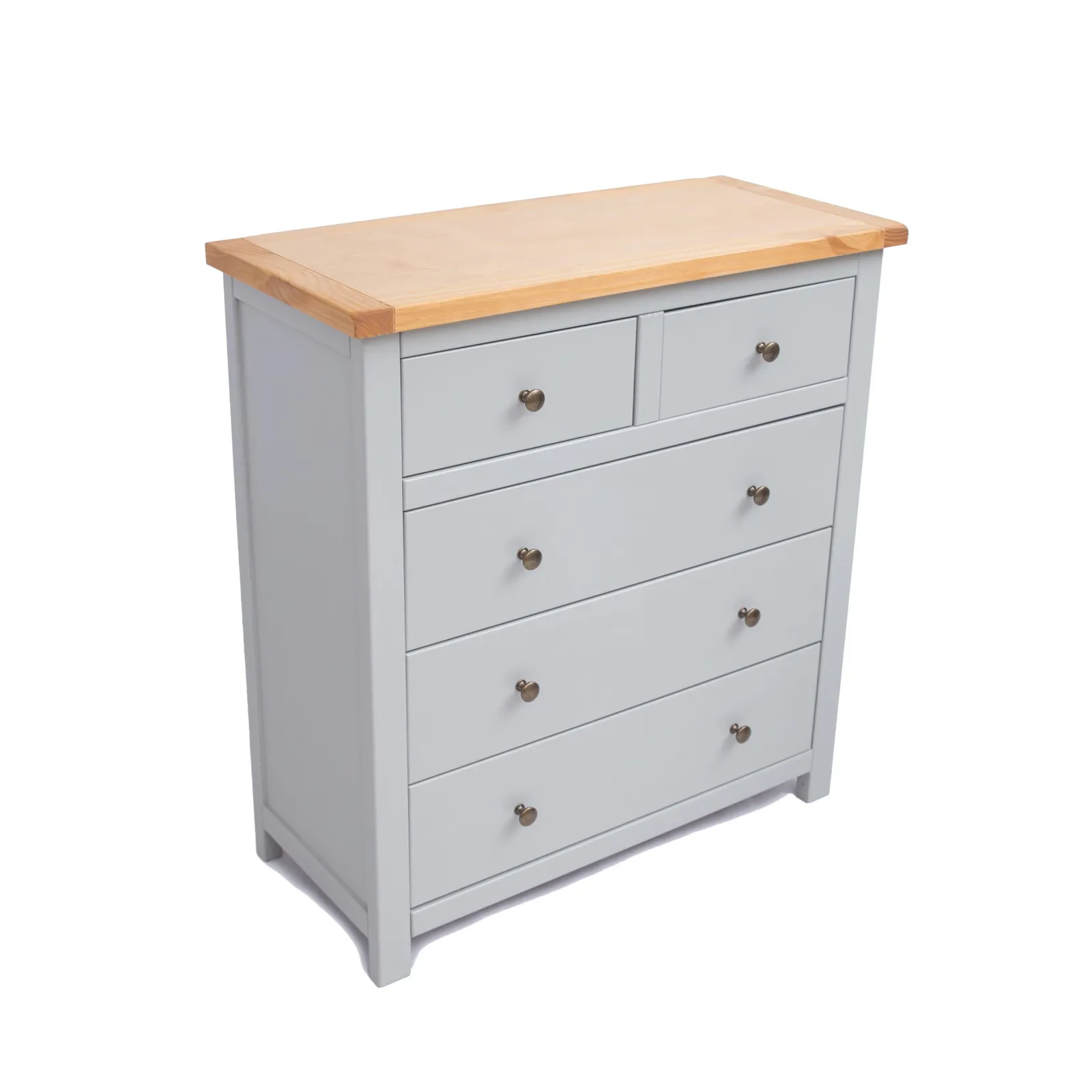 Cabinet Bits Argenta 5 Drawer Chest of Drawers Brass Knob in Light Grey 3
