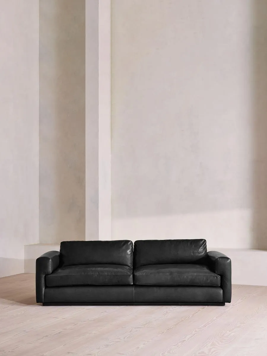 Mossley Three Seater Sofa, Leather, Black