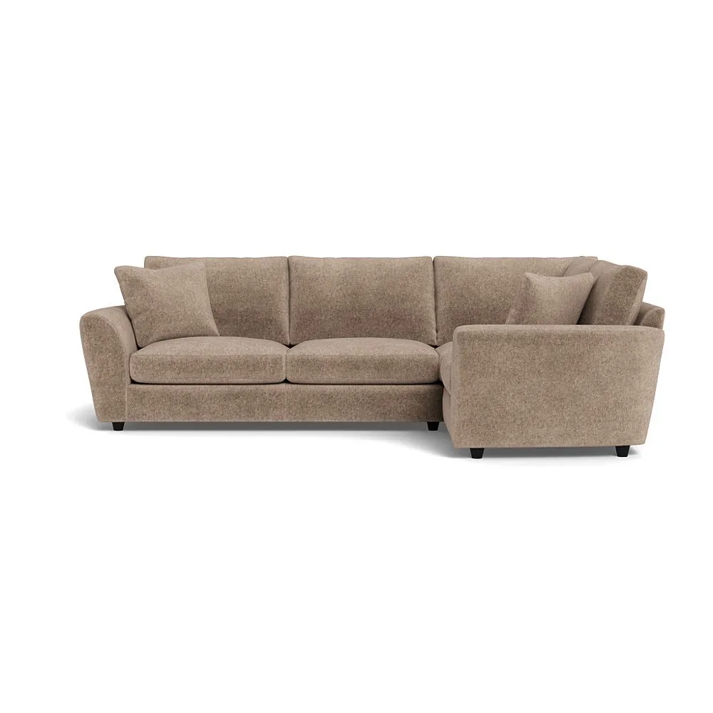 Heal's Snooze Right Hand Facing Corner Sofa Boucle Velvet Rocky Black Feet 1