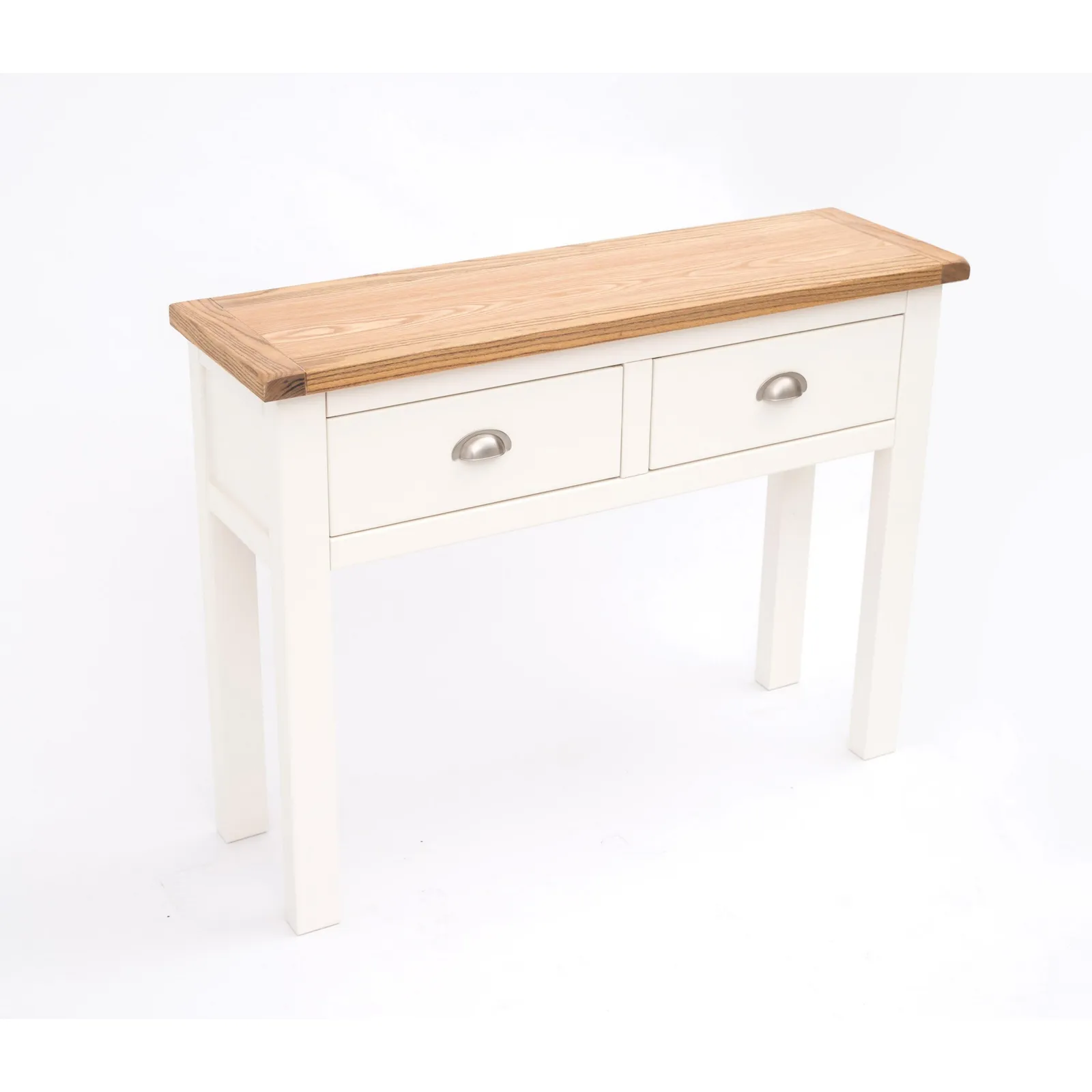 Cabinet Bits Lovere Off-White 2 Drawer Console Table Satin Chrome Cup 3