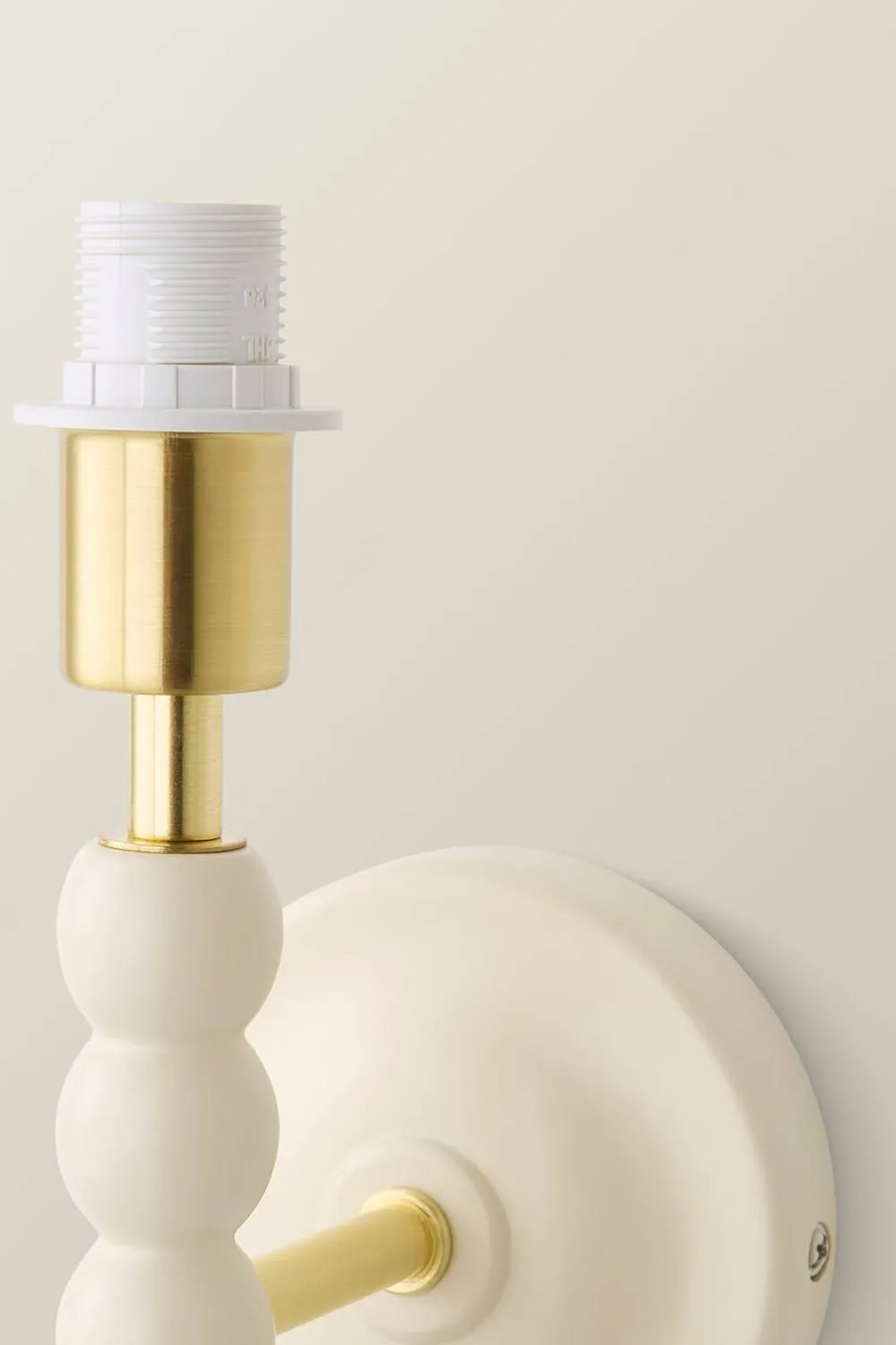 ValueLights Bobbins Wooden Bobble Wall Light Lamp Base in Cream 4