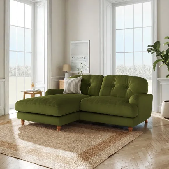 Martha Matte Plush Velvet Corner Chaise Sofa 1