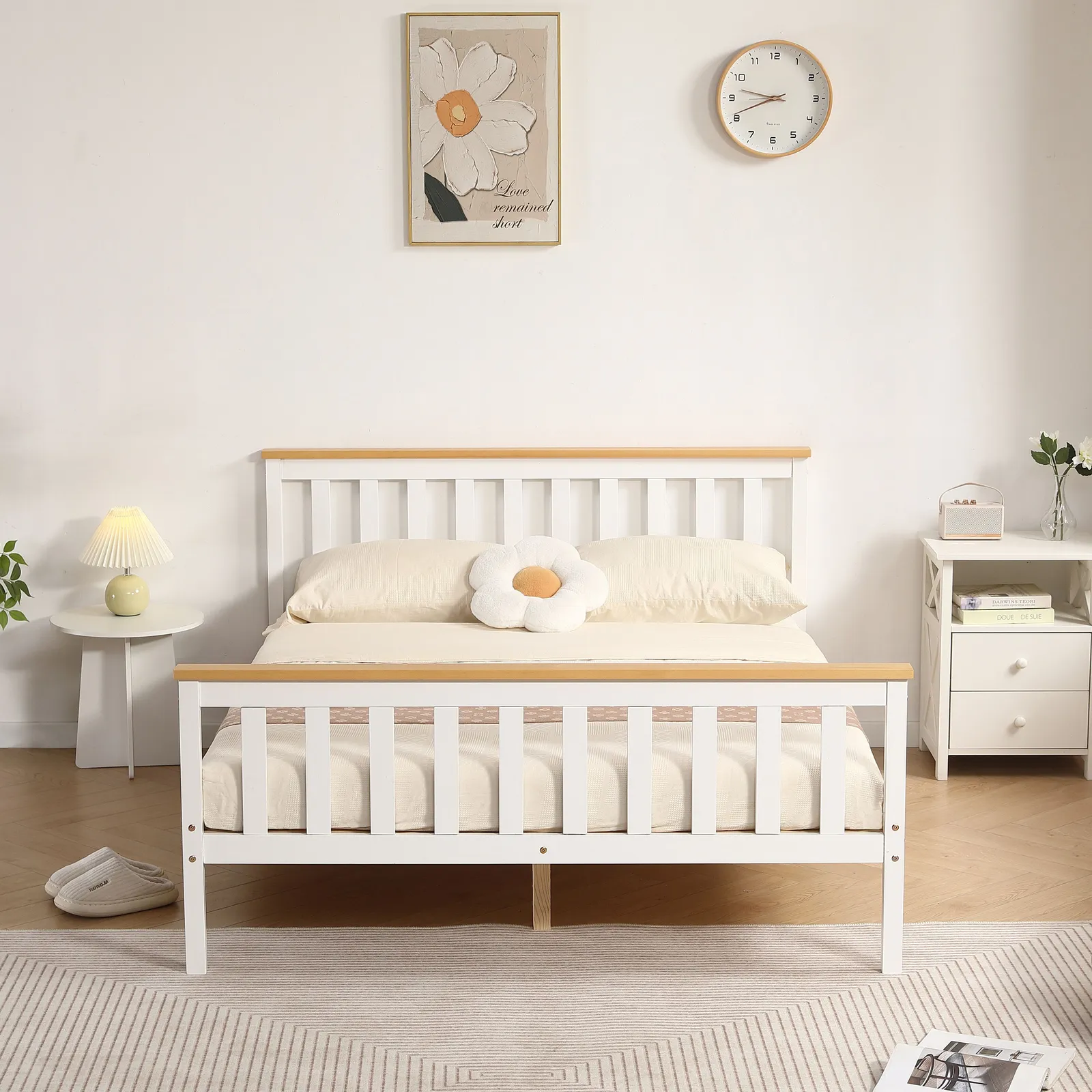 Comfy Living Ltd Modern Wooden Bed Frame in Off-White 4
