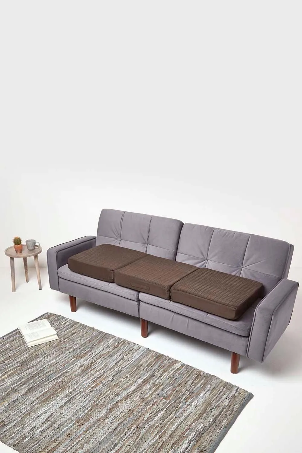 Homescapes Suede Orthopaedic Foam 3 Seater Booster Cushion in Chocolate 5