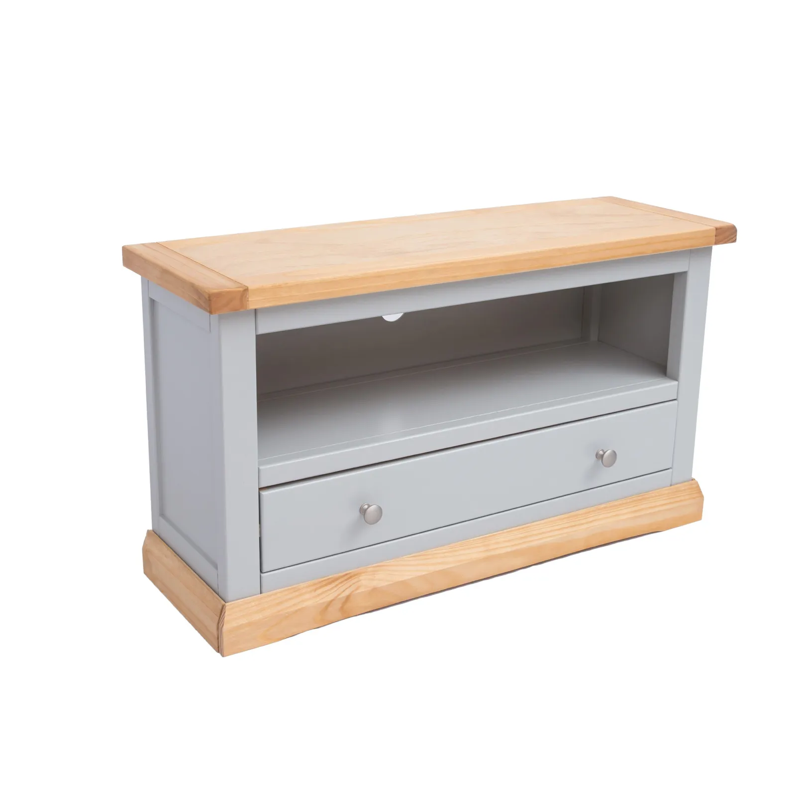 Cabinet Bits Bomporto Light Grey 1 Drawer TV Cabinet Chrome Knob 3