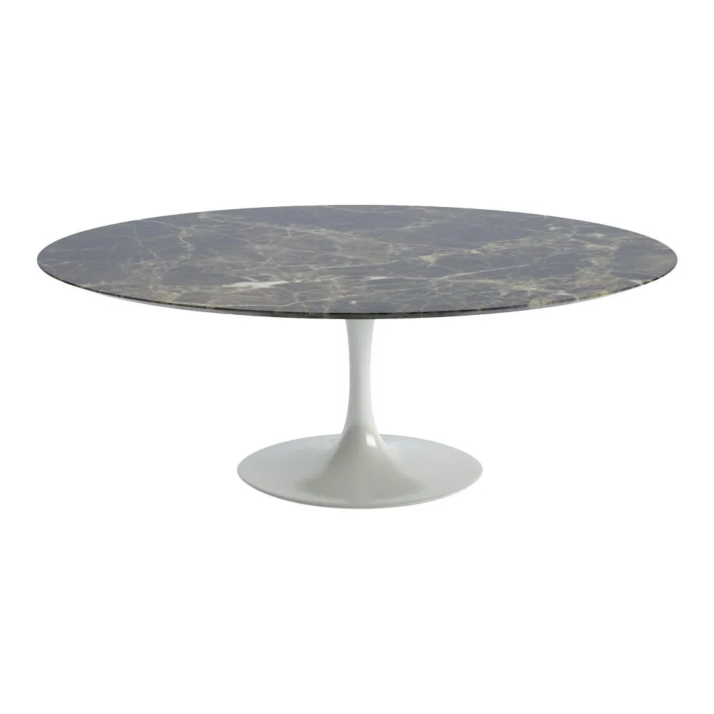 Knoll Saarinen Dining Table with White Base in Brown Emperador 198cm 3
