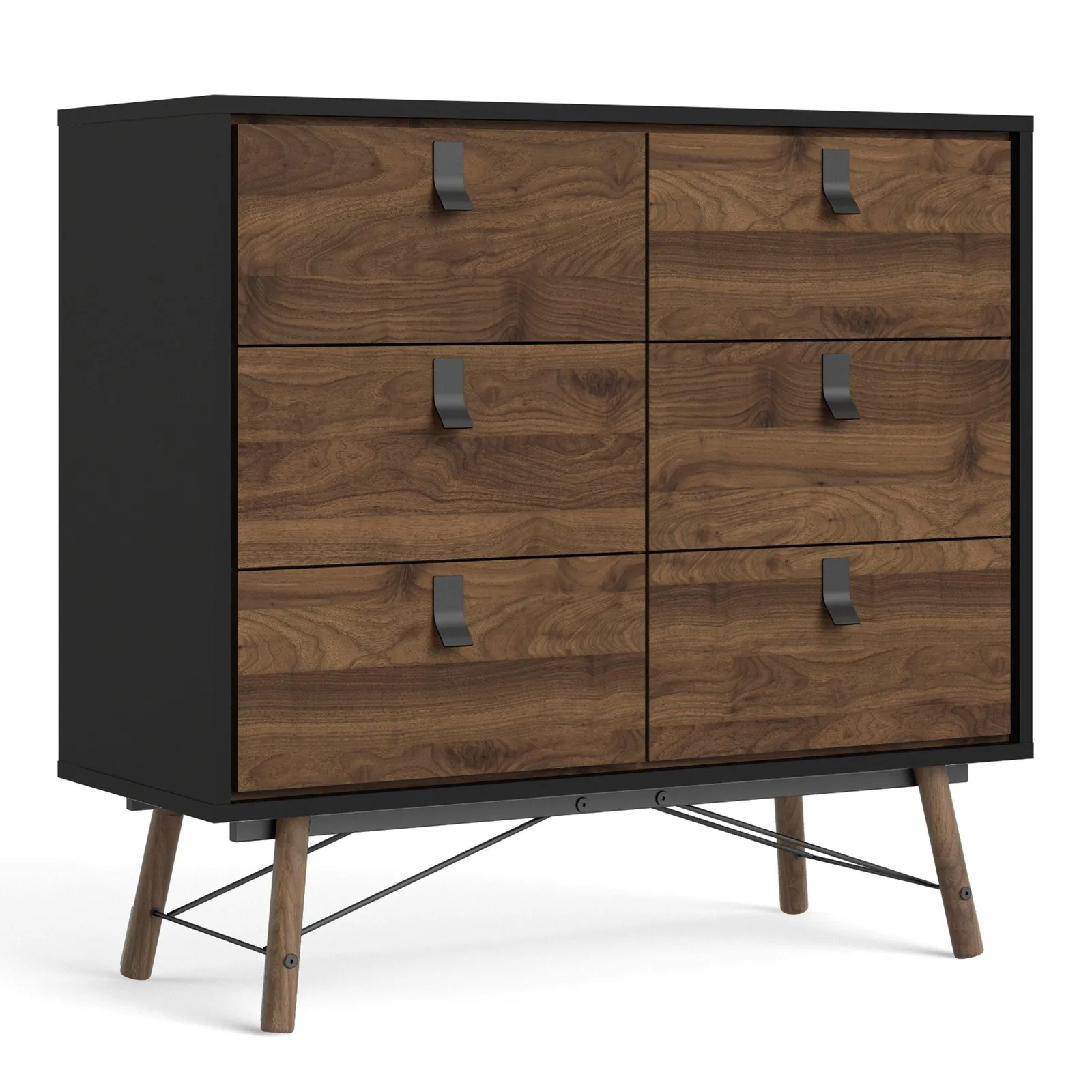 Furniture To Go Ry Double Chest of Drawers 6 Drawers in Black