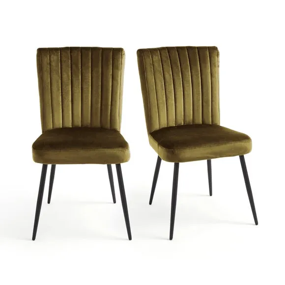 Taylor Set of 2 Olive Dining Chairs, Velvet 6