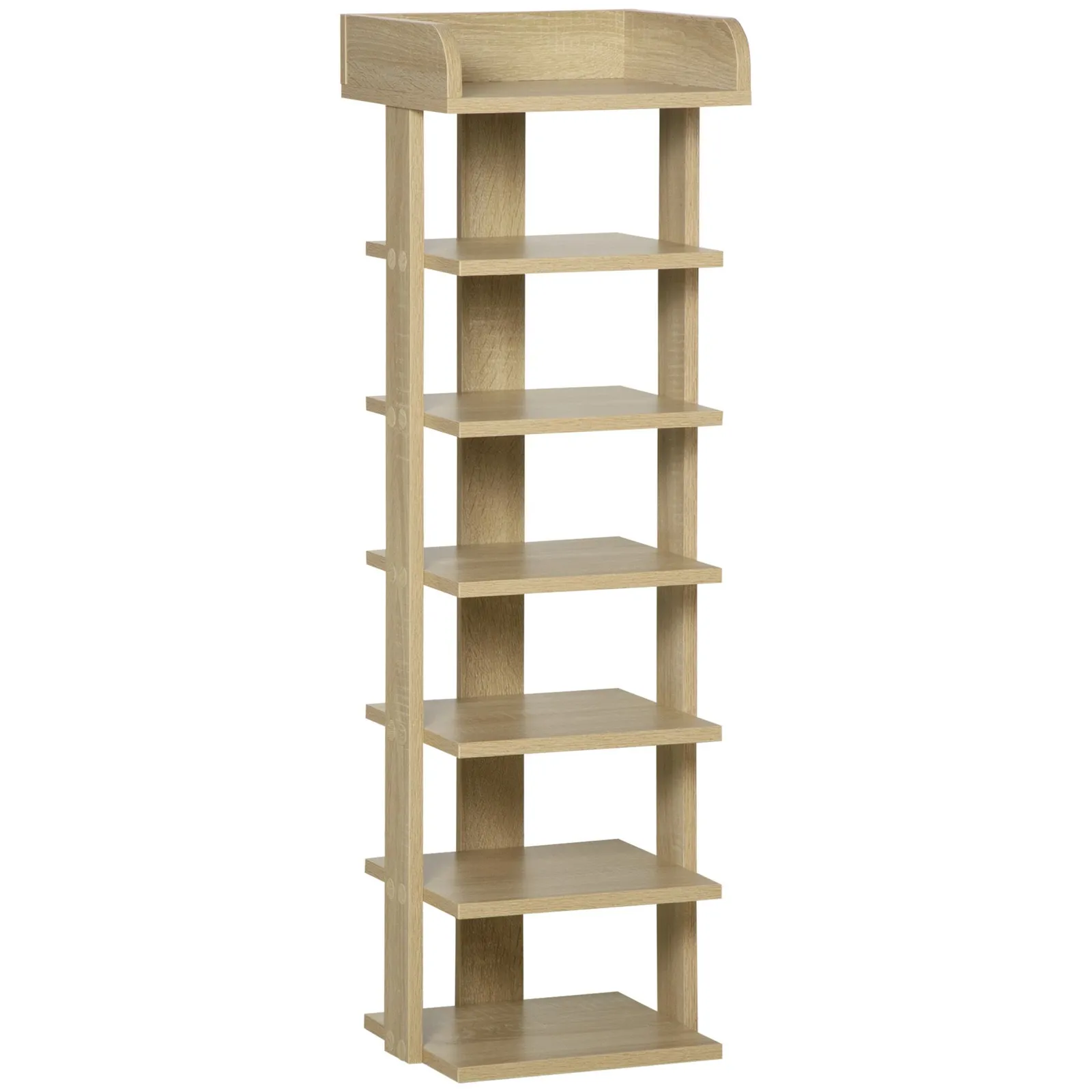 HOMCOM 7 Tier Shoe Rack Organizer Storage Shelf Wooden Display Cabinet in Brown 2