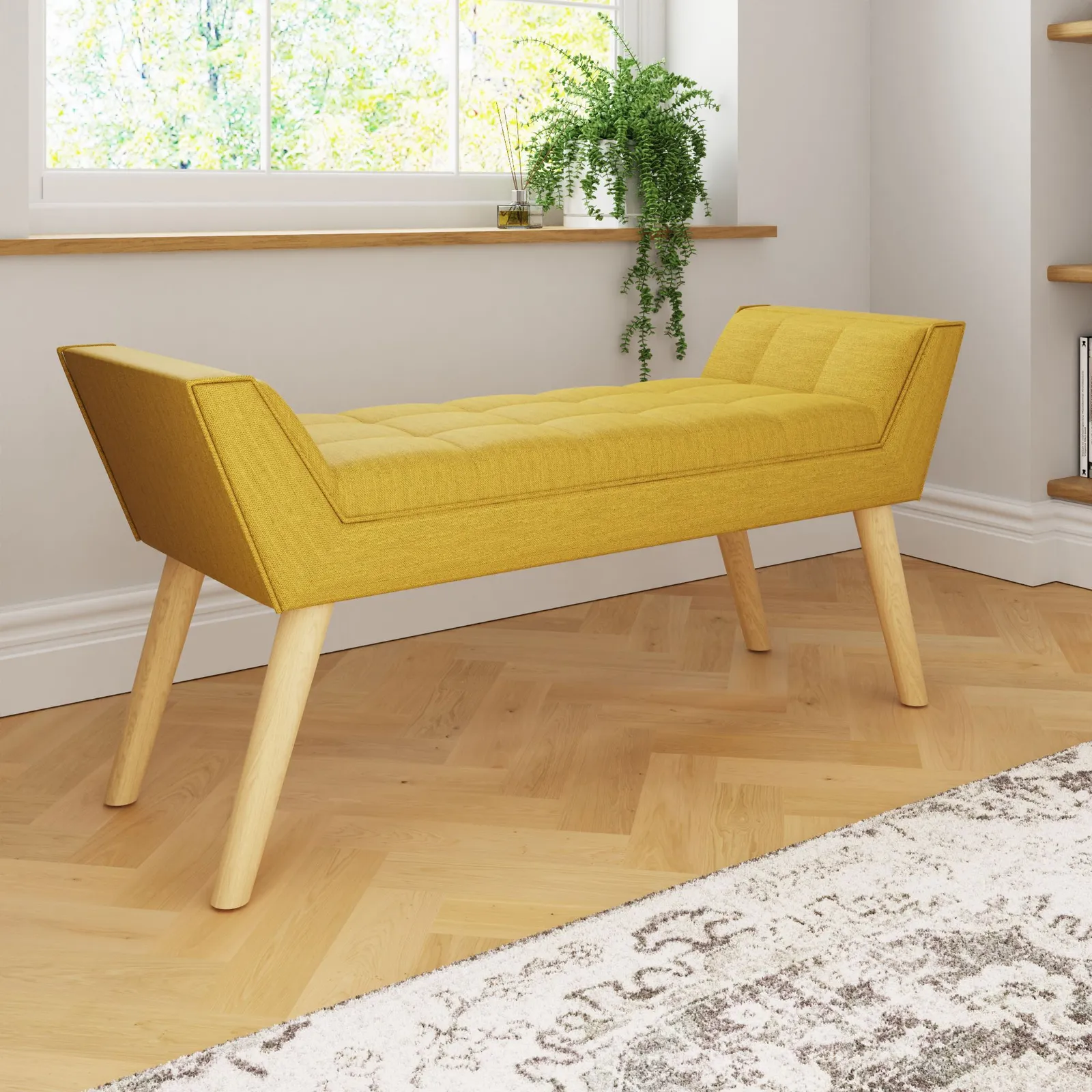 GFW Milan Ottoman Storage Bench in Mustard 2