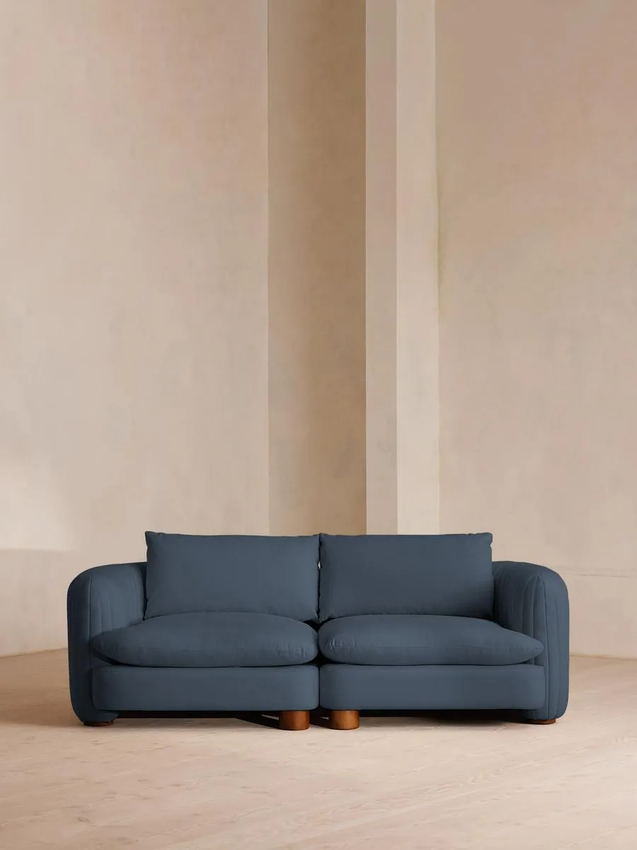 Vivienne Modular Sofa, Three Seater, Linen, Prussian Blue