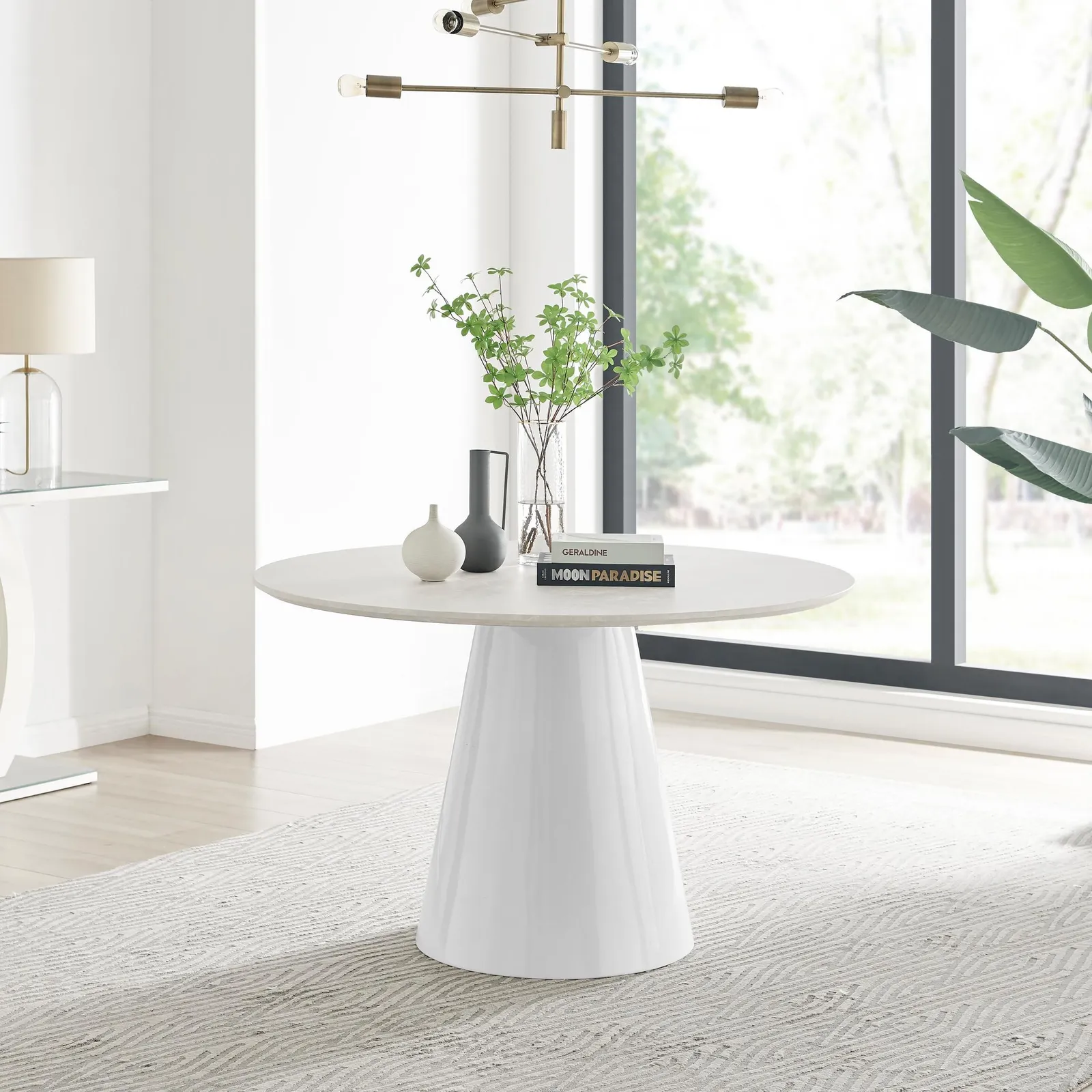 FurnitureboxUK Palma 120cm 6-Seater Round Pedestal Dining Table In Multiple Finishes in Beige 1