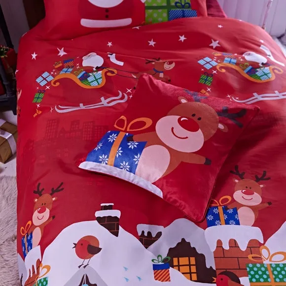 Catherine Lansfield Santas Christmas Presents Duvet Cover and Pillowcase Set 4