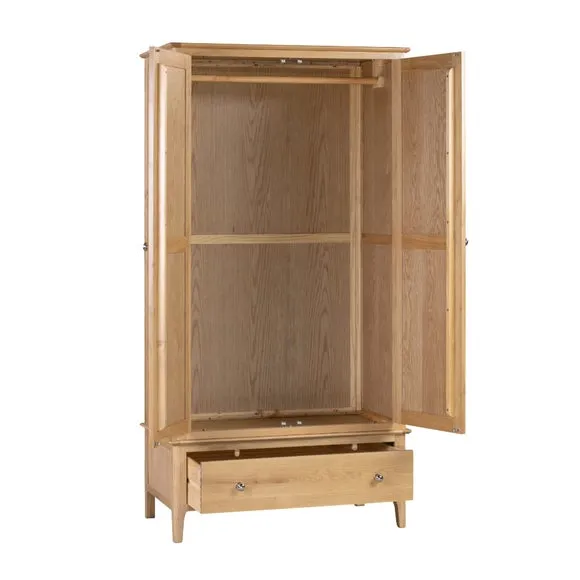 Cotswold Double 1 Drawer Wardrobe, Oak 3