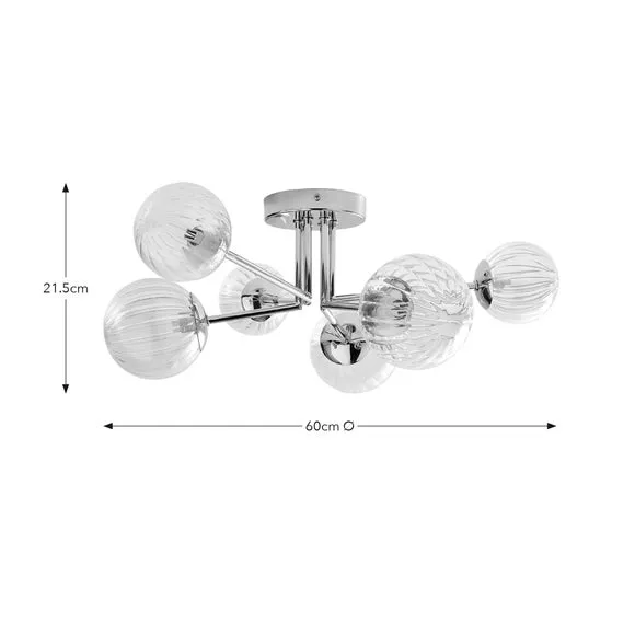 Eli Ribbed 6 Light Semi Flush Ceiling Light 6