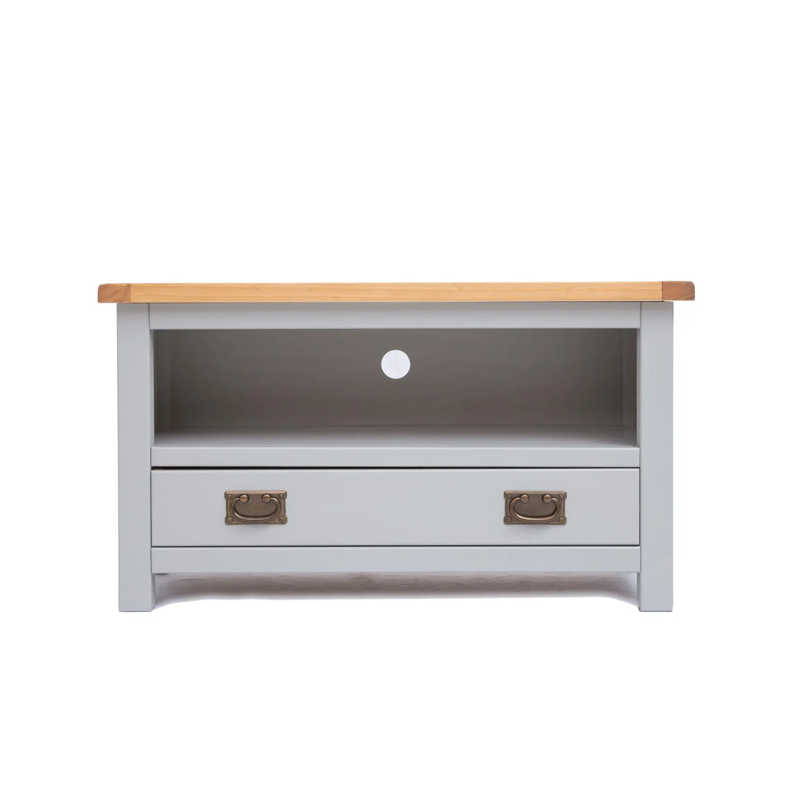 Cabinet Bits Argenta Light Grey 1 Drawer TV Cabinet Brass Drop Handle