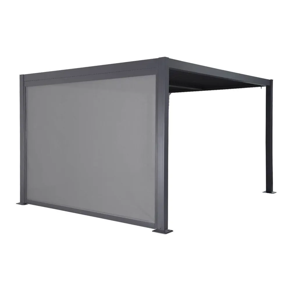 sweeek Louvered pergola 3 x 3 m with a 3m blind in Dark Grey 2