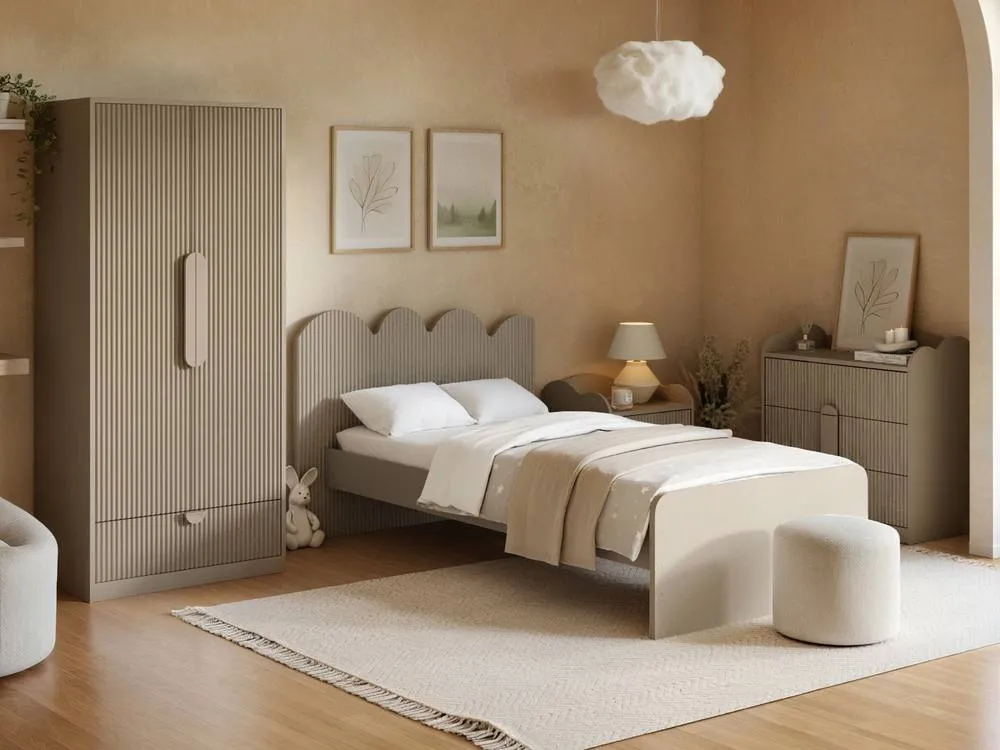 Flair Calista Ribbed Chest of 3 Drawers in Beige 3