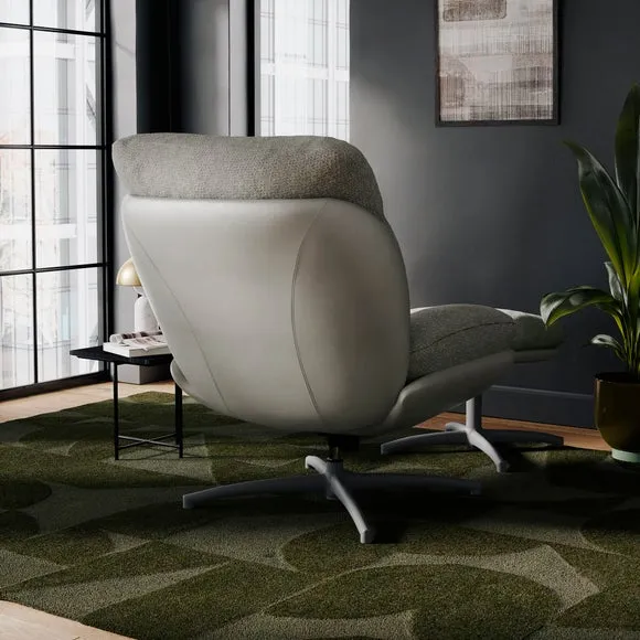 Oren Chenille Swivel Chair and Footstool 2