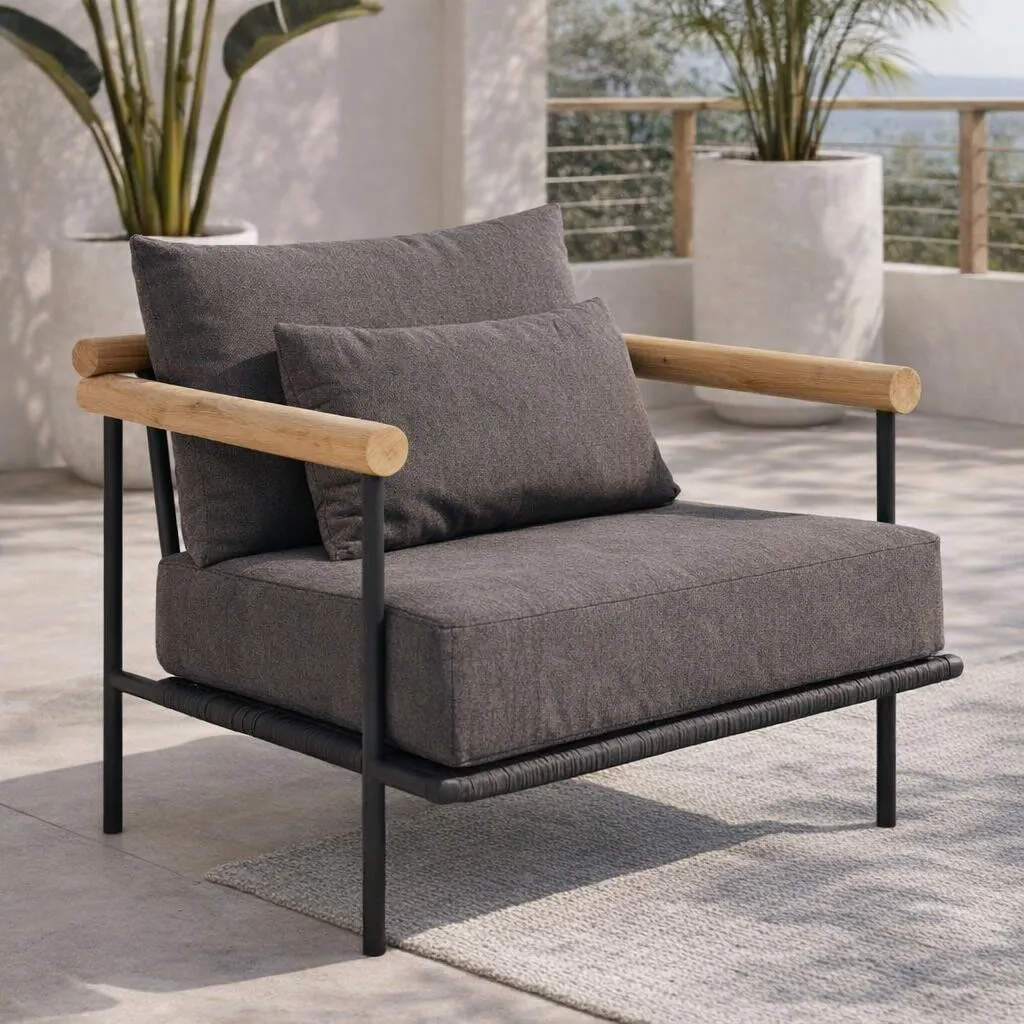 Zanzibar Garden Lounge Chair, Aluminium, Black | Barker & Stonehouse