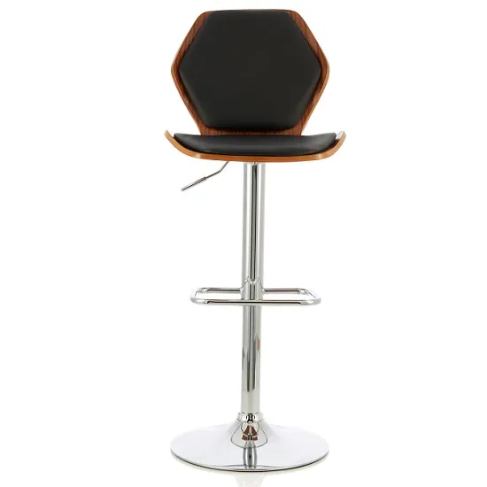 Melanie Bar Stool In Walnut And Black PU With Chrome Base