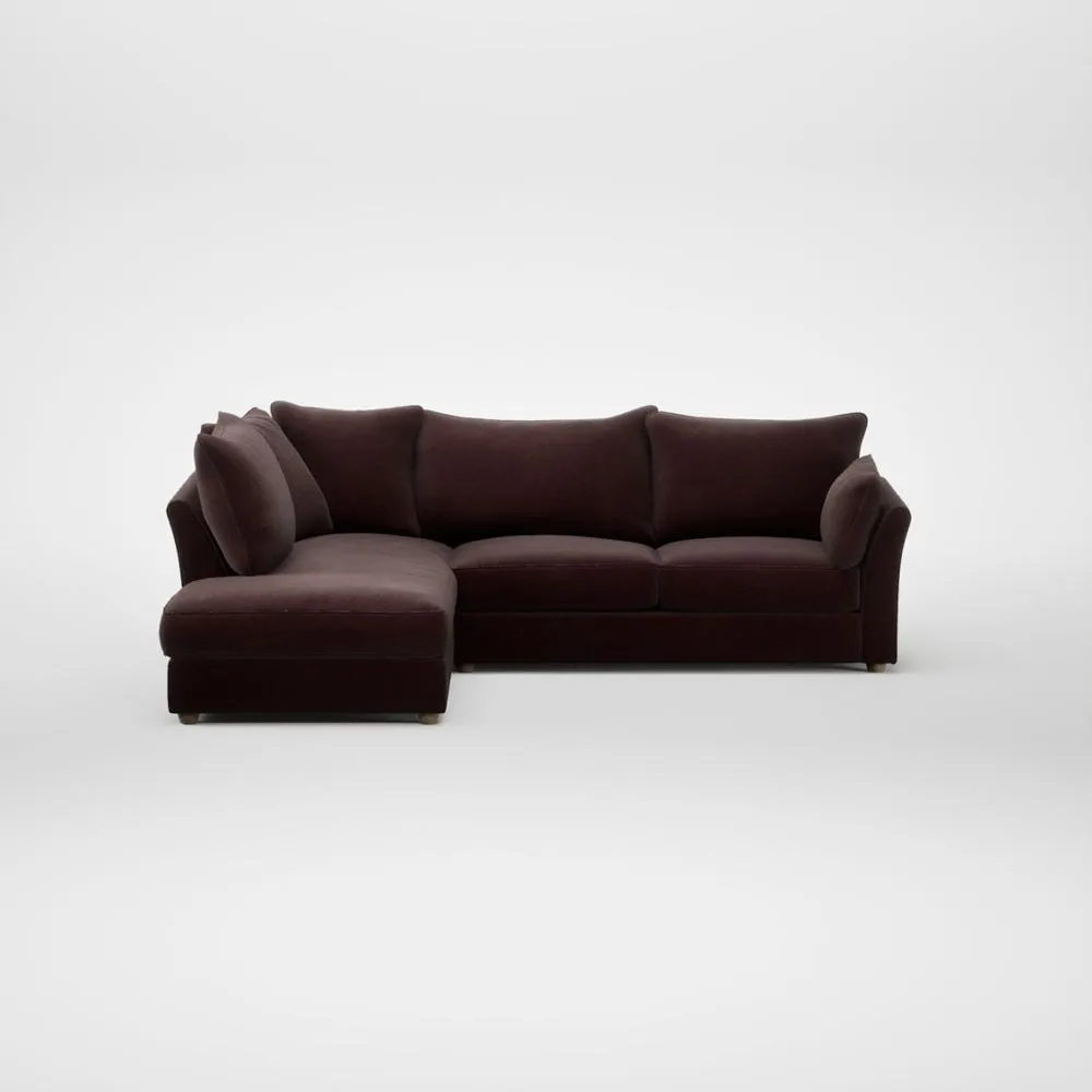 Heal's Tailor Left Hand Facing Corner Sofa Smart Luxe Velvet Acorn Natural Feet 2