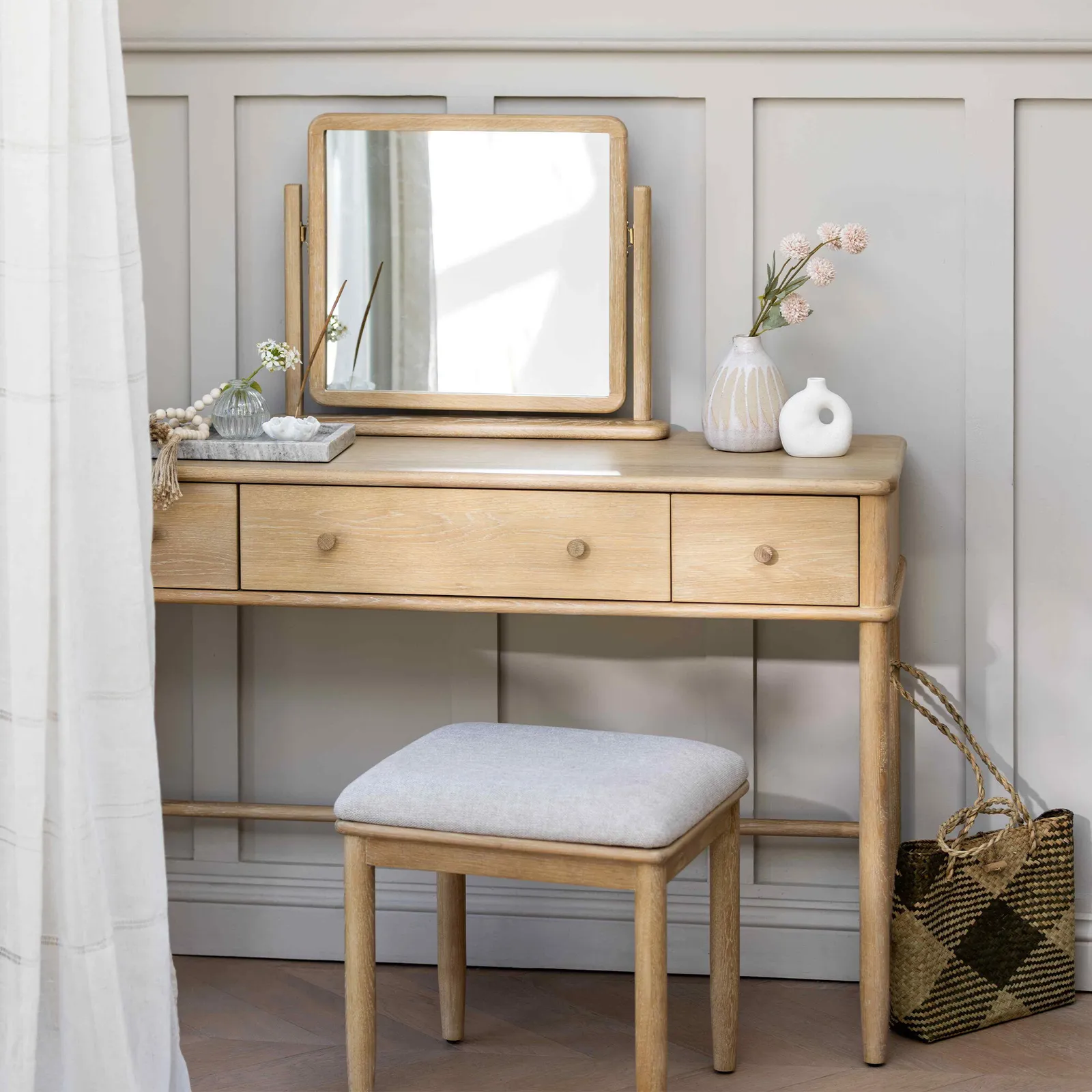 Valla Dressing Table Mirror, Neutral Oak | Barker & Stonehouse 2