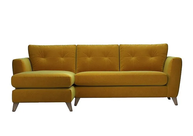 Hermione Fabric Left Hand Facing Corner Sofa with Chaise End - Golden Spice