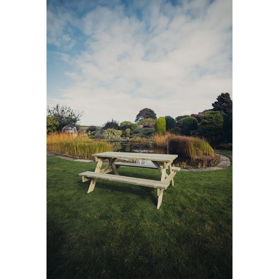 Churnet Valley Garden Furniture Ltd Picnic Table - L179.5 x W143.5 x H76 cm - Partially Assembled in Brown 5