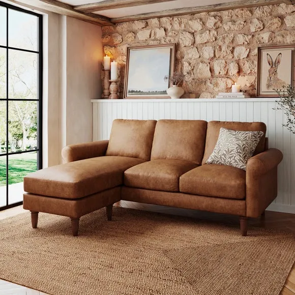 Maeve Compact Faux Leather Corner Chaise Sofa