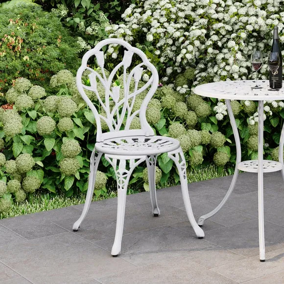 Cast Aluminium White Tulip Bistro Set 2