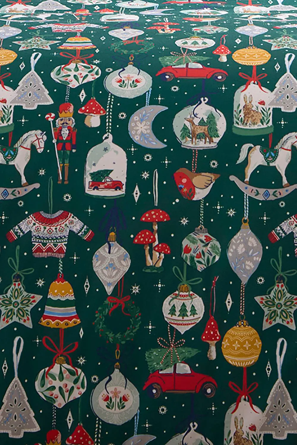 Fusion 'Christmas Ornaments' Festive Print Duvet Cover Set in Green 3