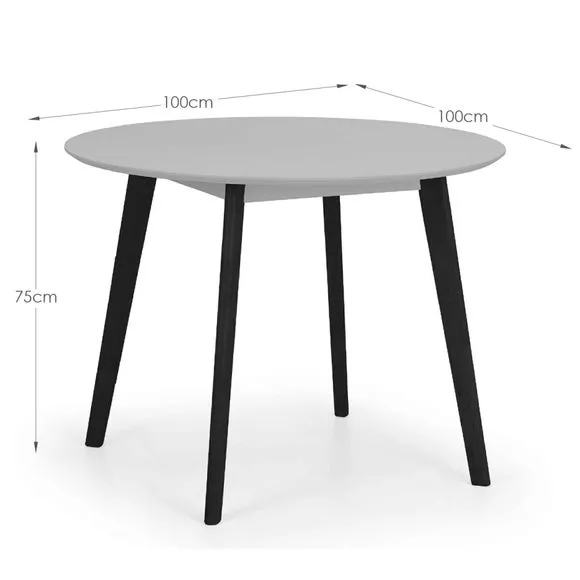 Casa 4 Seater Round Dining Table, Grey and Black 4