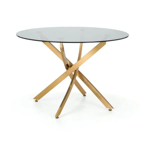 Montero 4 Seater Round Dining Table, Gold Top 2