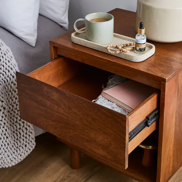 Brannock 1 Drawer Bedside Table, Mid Stained Mango Wood 3