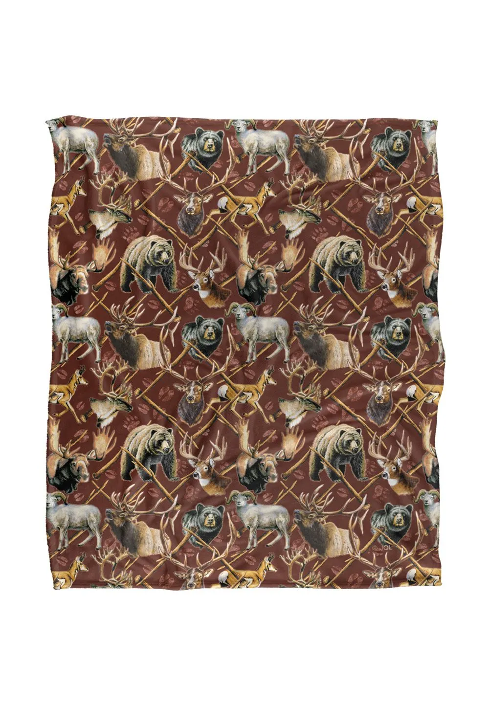 JQ Licensing Jl-Jp Big Game Elk, Deer, Bear Hunting Pattern Silky Touch Super Soft Throw Blanket 152 X 127 cm in White