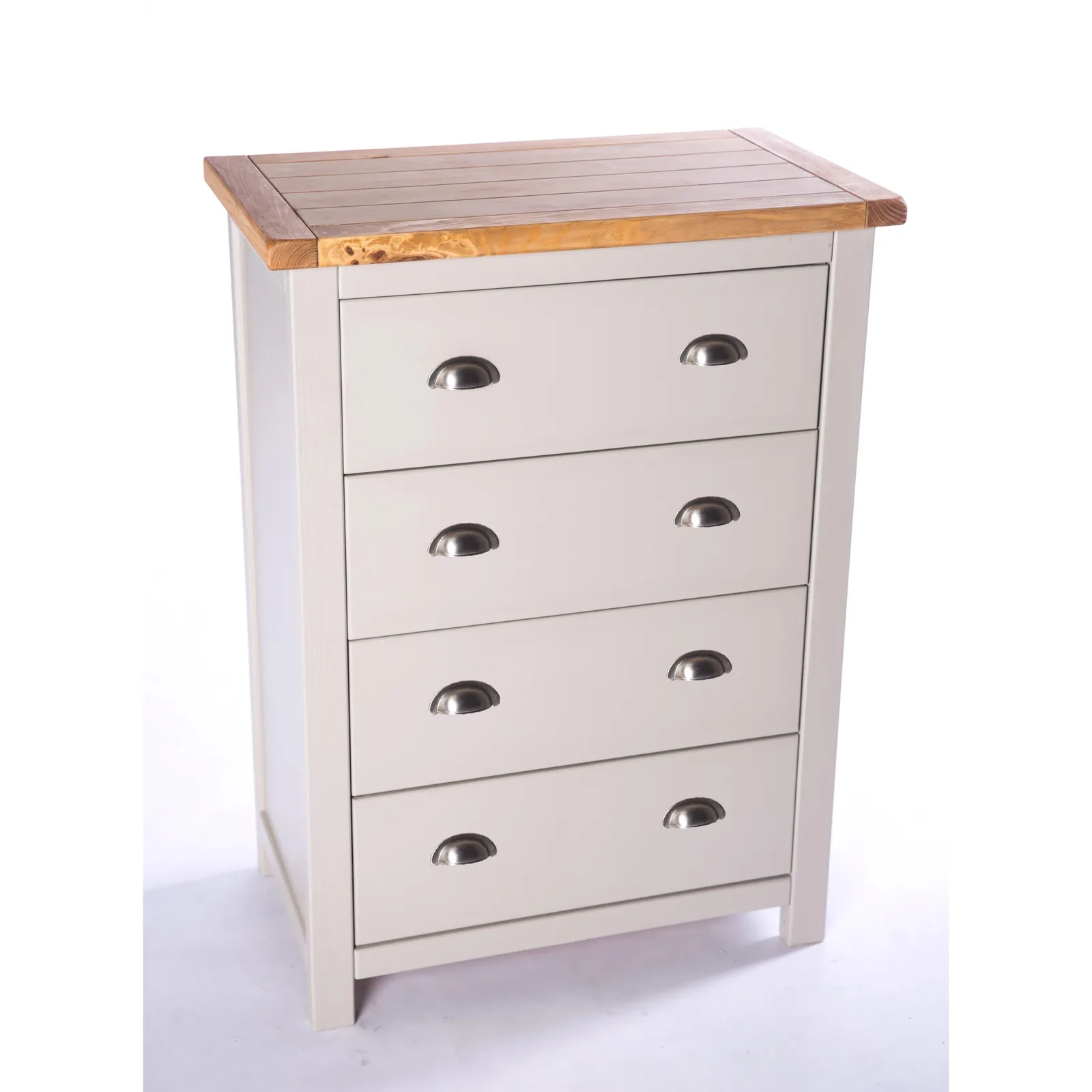 Cabinet Bits Argenta 4 Drawer Chest of Drawers Chrome Cup Handle in Light Grey 3