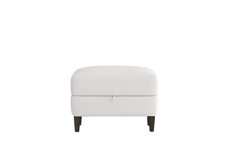 Uno Leather Storage Footstool - BV Star White