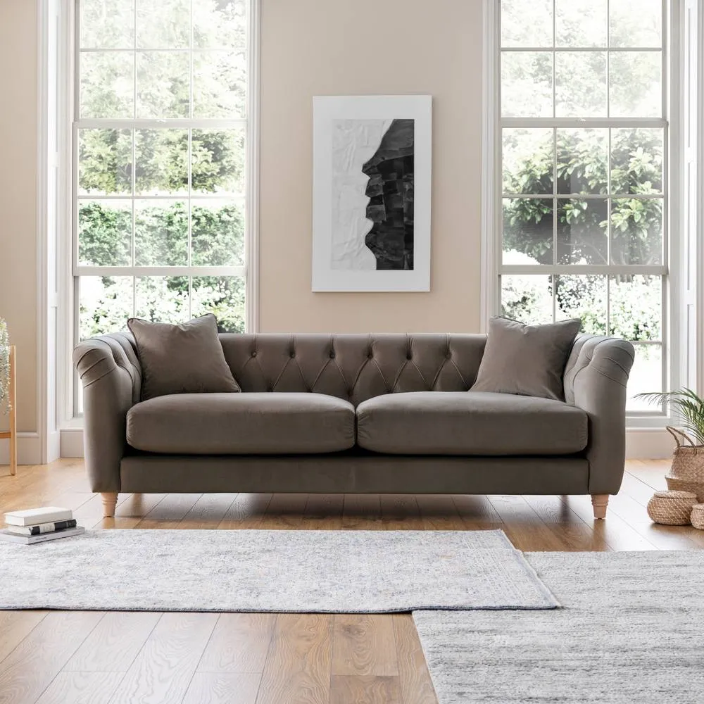 The Great Sofa Company Kensington 3-Seater Velvet Chesterfield Sofa in Grey 1