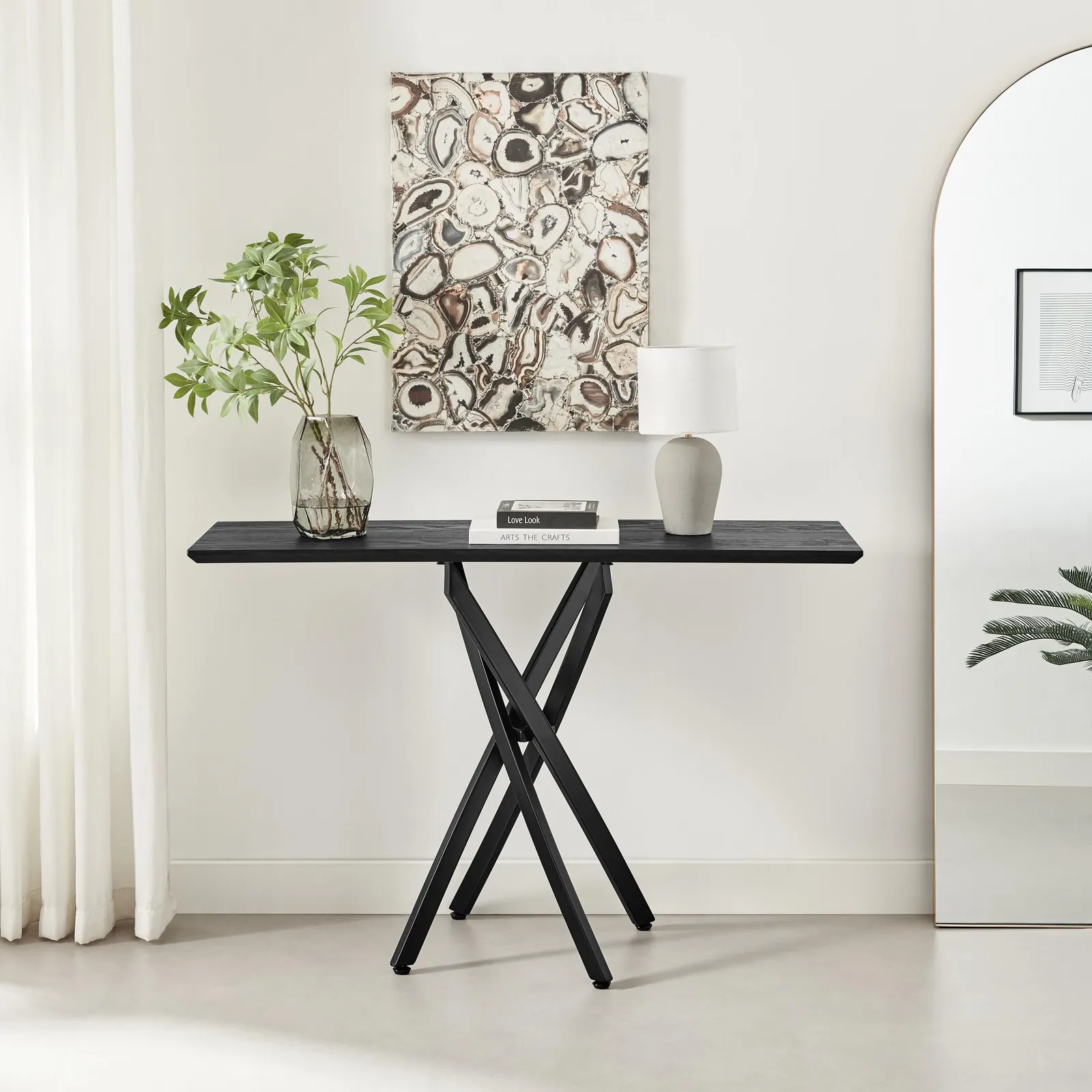 FurnitureboxUK Leonardo Black Wood Veneer Console Table 2