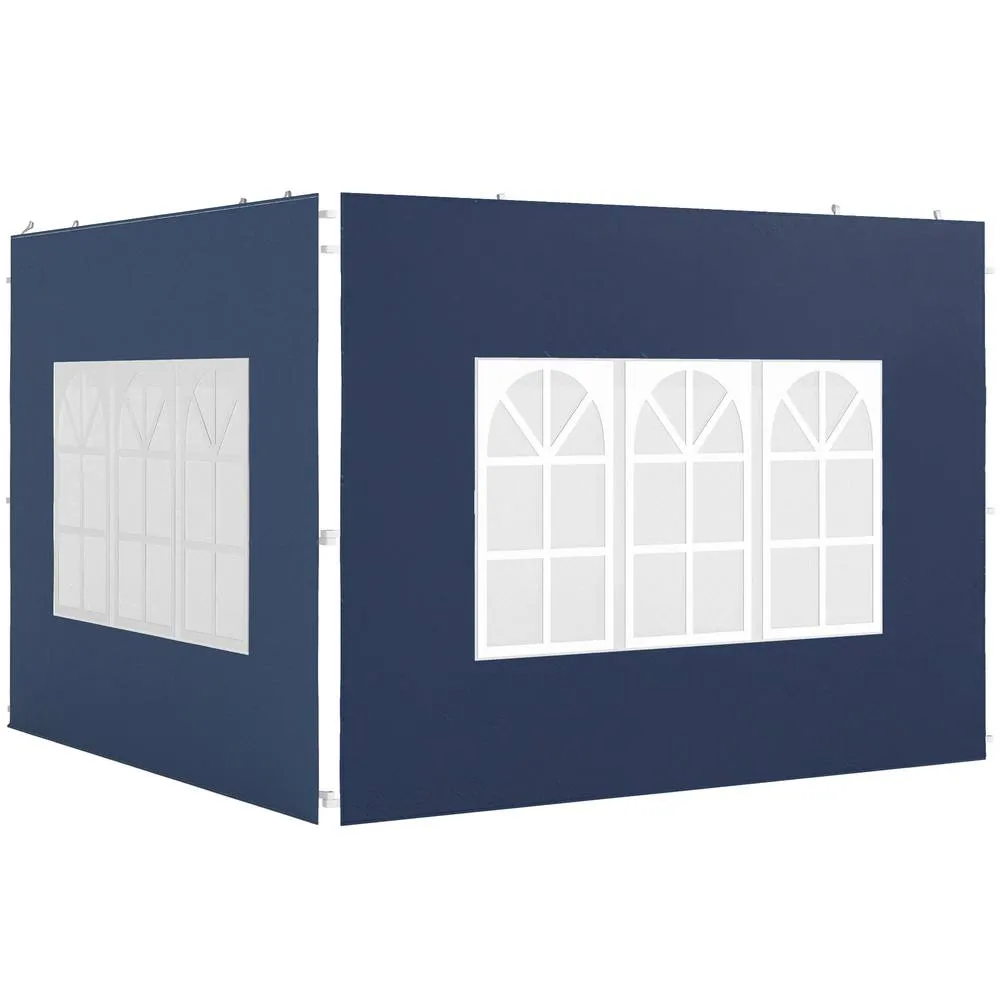 OUTSUNNY Gazebo Side Panels for 3x3(m) or 3x6m Gazebo Canopy, 2 Pack in Blue 2